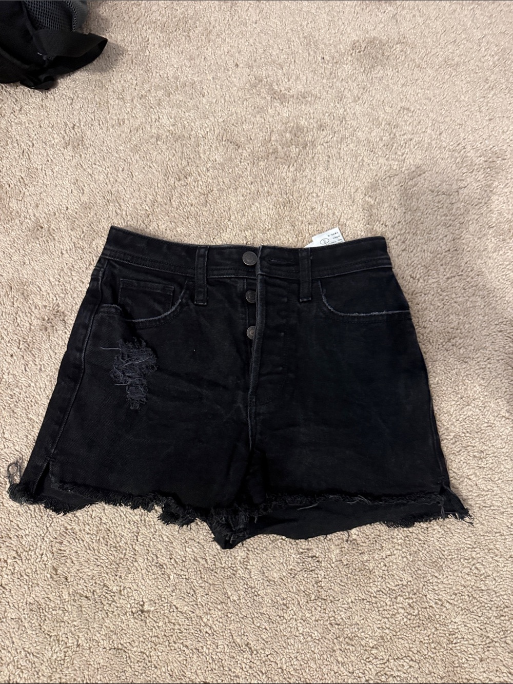 Hollister Black High-Rise Distressed Denim Shorts